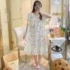 Summer women's cotton silk nightgown, loose and thin style with oversized short-sleeved pajamas, anti-protrusion cotton silk home wear, Korean version Specification image